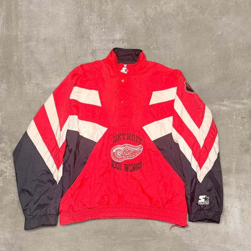 Vintage Starter Detroit Red Wings NHL Pullover Windbreaker Jacket, XL - Y2K